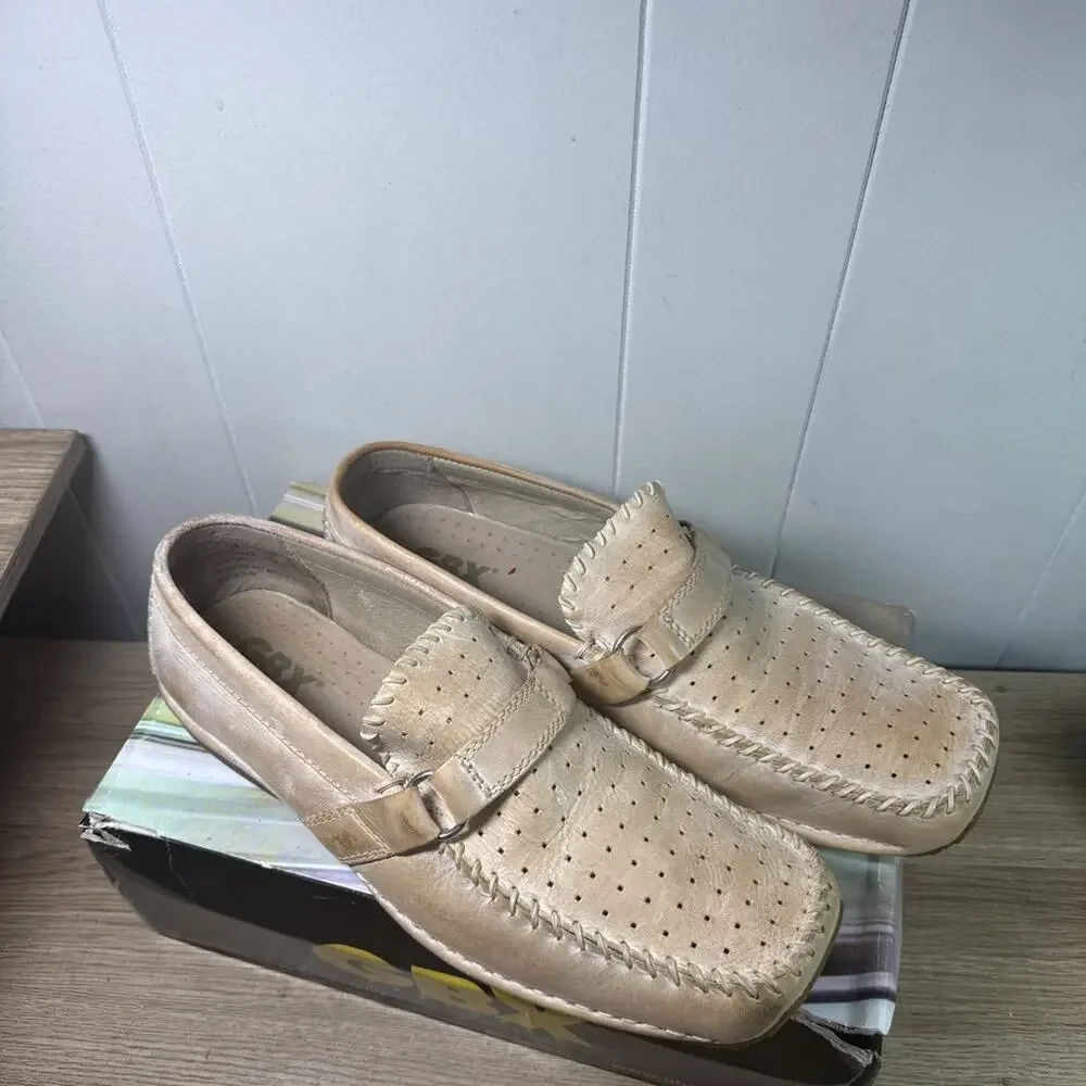 GBX Beije Leather Upper Slip On Beige Loafers Men's Shoes Size 12M